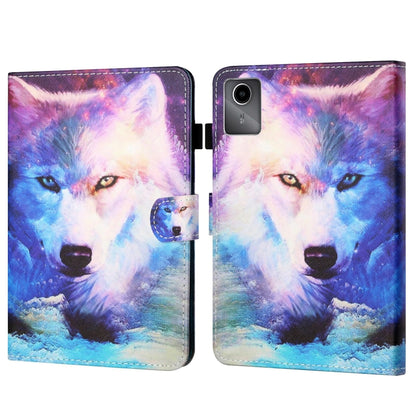 For Lenovo Tab M11/ Xiaoxin Pad 11 2024 Coloured Drawing Stitching Smart Leather Tablet Case(Wolf) - Lenovo by buy2fix | Online Shopping UK | buy2fix