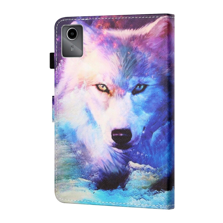 For Lenovo Tab M11/ Xiaoxin Pad 11 2024 Coloured Drawing Stitching Smart Leather Tablet Case(Wolf) - Lenovo by buy2fix | Online Shopping UK | buy2fix