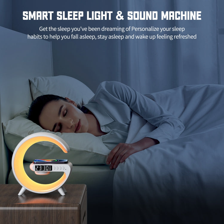 G69 G Shape Smart Bluetooth Speaker Support Wireless Charger & Alarm Clock & Wake-up Light, Without APP(White) - Desktop Speaker by buy2fix | Online Shopping UK | buy2fix