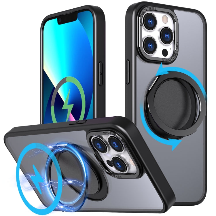 For iPhone 13 Pro Max 360-degree Rotating MagSafe Magnetic Holder Phone Case(Black) - iPhone 13 Pro Max Cases by buy2fix | Online Shopping UK | buy2fix
