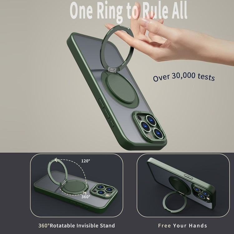 For iPhone 14 Pro 360-degree Rotating MagSafe Magnetic Holder Phone Case(Green) - iPhone 14 Pro Cases by buy2fix | Online Shopping UK | buy2fix