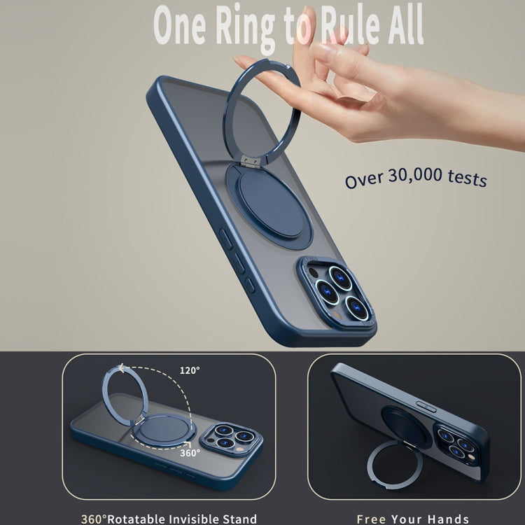 For iPhone 15 Pro 360-degree Rotating MagSafe Magnetic Holder Phone Case(Navy Blue) - iPhone 15 Pro Cases by buy2fix | Online Shopping UK | buy2fix