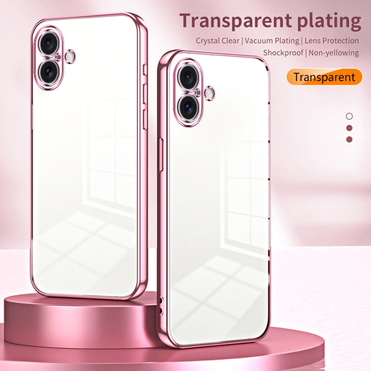 For iPhone 16 Plus Transparent Plating Fine Hole Phone Case(Silver) - iPhone 16 Plus Cases by buy2fix | Online Shopping UK | buy2fix