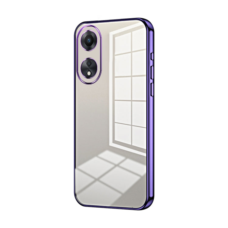 For OPPO A58 5G / A58x 5G Transparent Plating Fine Hole Phone Case(Purple) - OPPO Cases by buy2fix | Online Shopping UK | buy2fix