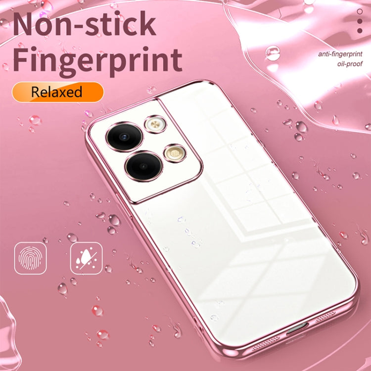 For OPPO Reno9 / Reno9 Pro Transparent Plating Fine Hole Phone Case(Silver) - OPPO Cases by buy2fix | Online Shopping UK | buy2fix