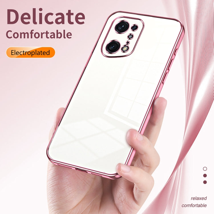 For OPPO Find X5 Pro Transparent Plating Fine Hole Phone Case(Silver) - OPPO Cases by buy2fix | Online Shopping UK | buy2fix