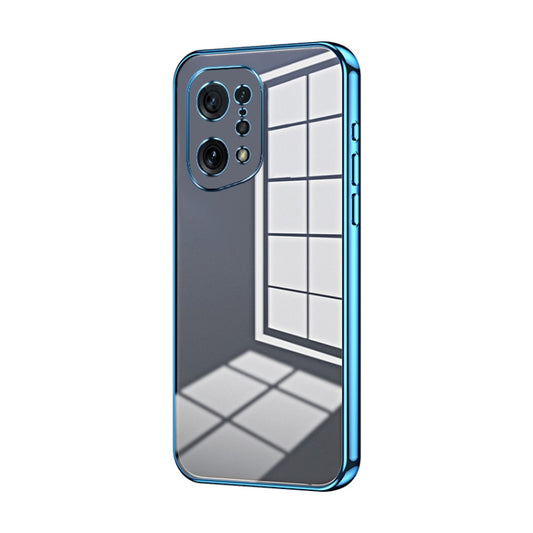 For OPPO Find X5 Transparent Plating Fine Hole Phone Case(Blue) - OPPO Cases by buy2fix | Online Shopping UK | buy2fix