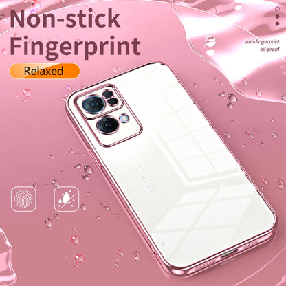 For OPPO Reno7 Pro Transparent Plating Fine Hole Phone Case(Green) - OPPO Cases by buy2fix | Online Shopping UK | buy2fix