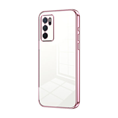 For OPPO A16 / A16s / A54s Transparent Plating Fine Hole Phone Case(Pink) - OPPO Cases by buy2fix | Online Shopping UK | buy2fix
