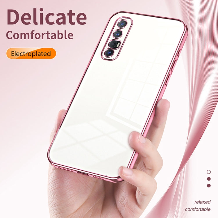 For OPPO Reno3 Pro Transparent Plating Fine Hole Phone Case(Blue) - OPPO Cases by buy2fix | Online Shopping UK | buy2fix