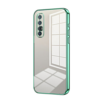 For OPPO Reno3 Pro Transparent Plating Fine Hole Phone Case(Green) - OPPO Cases by buy2fix | Online Shopping UK | buy2fix