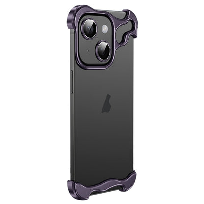 For iPhone 13 Frameless Metal Corner Pad Phone Case with Lens Film(Purple) - iPhone 13 Cases by buy2fix | Online Shopping UK | buy2fix