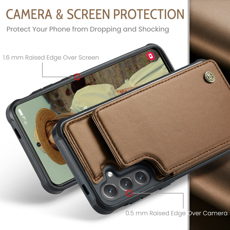 For Samsung Galaxy S24 5G CaseMe C22 PC+TPU Business Style RFID Anti-theft Leather Phone Case(Brown) - Galaxy S24 5G Cases by CaseMe | Online Shopping UK | buy2fix