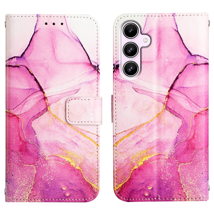 For Samsung Galaxy A55 PT003 Marble Pattern Flip Leather Phone Case(Pink Purple Gold) - Galaxy Phone Cases by buy2fix | Online Shopping UK | buy2fix