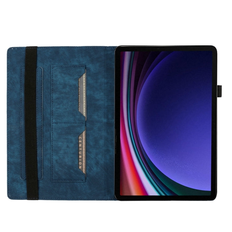 For Samsung Galaxy Tab S9 Ultra / S8 Ultra Butterfly Cat Embossing Leather Tablet Case(Dark Blue) - Galaxy Tab S9 Ultra Cases by buy2fix | Online Shopping UK | buy2fix