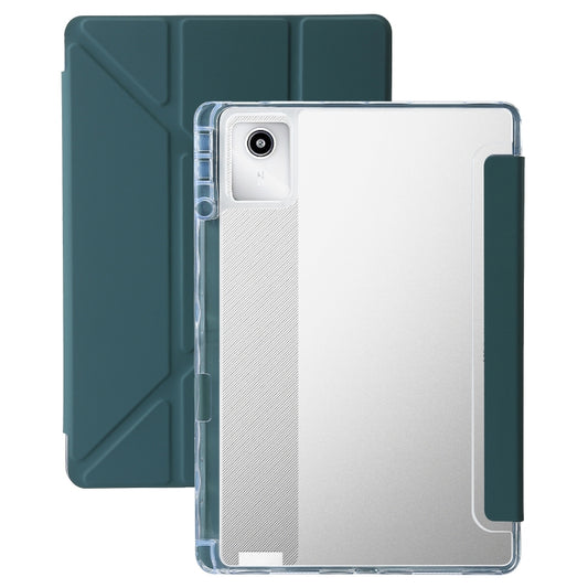 For Lenovo Tab M11 /Xiaoxin Pad 11 2024 Clear Acrylic Deformation Leather Tablet Case(Deep Green) - Lenovo by buy2fix | Online Shopping UK | buy2fix