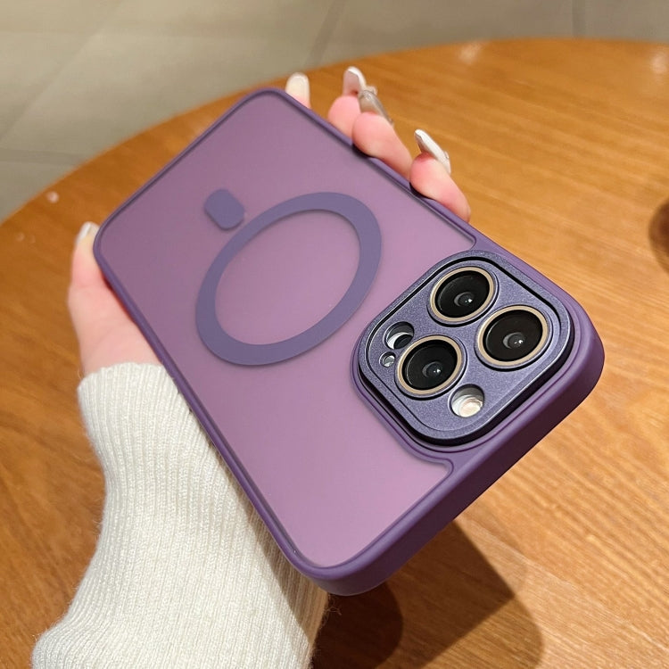 For iPhone 14 Pro MagSafe Skin Feel Phone Case with Lens Film(Purple) - iPhone 14 Pro Cases by buy2fix | Online Shopping UK | buy2fix