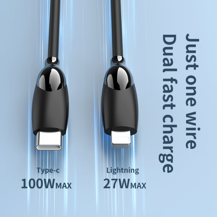 1.2m 100W USB-C / Type-C to USB-C / Type-C + 8 Pin Fast Charging Data Cable(Black) - 2 in 1 Cable by buy2fix | Online Shopping UK | buy2fix