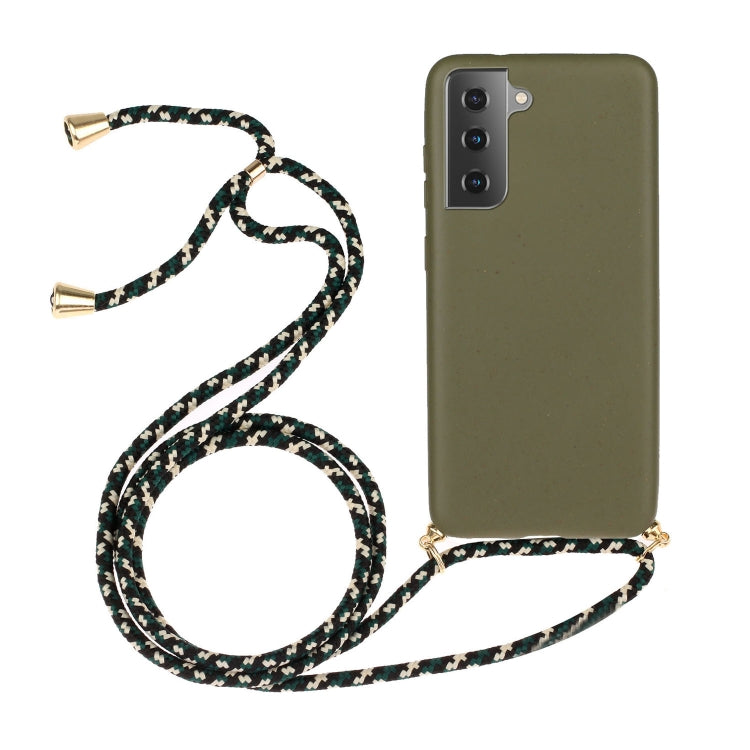 For Samsung Galaxy A15 5G Wheat Straw Material + TPU Phone Case with Lanyard(Army Green) - Galaxy Phone Cases by buy2fix | Online Shopping UK | buy2fix