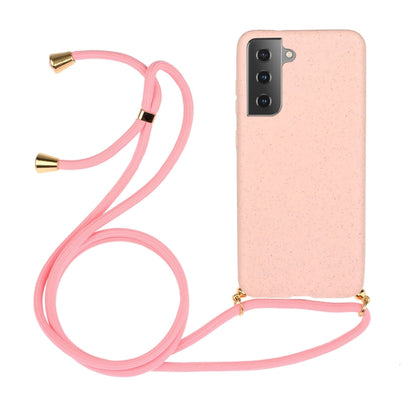 For Samsung Galaxy S24+ 5G Wheat Straw Material + TPU Phone Case with Lanyard(Pink) - Galaxy S24+ 5G Cases by buy2fix | Online Shopping UK | buy2fix