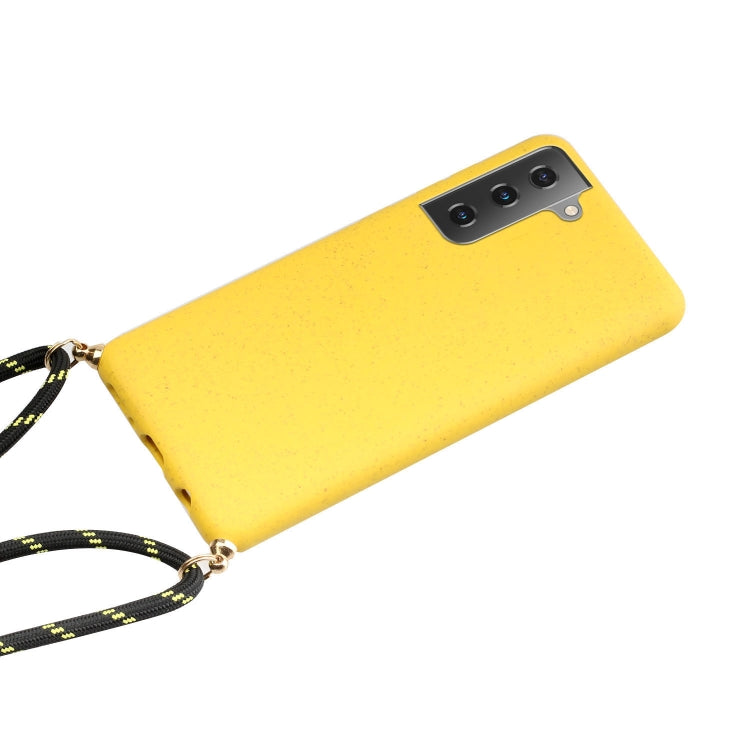 For Samsung Galaxy A25 Global Wheat Straw Material + TPU Phone Case with Lanyard(Yellow) - Galaxy Phone Cases by buy2fix | Online Shopping UK | buy2fix