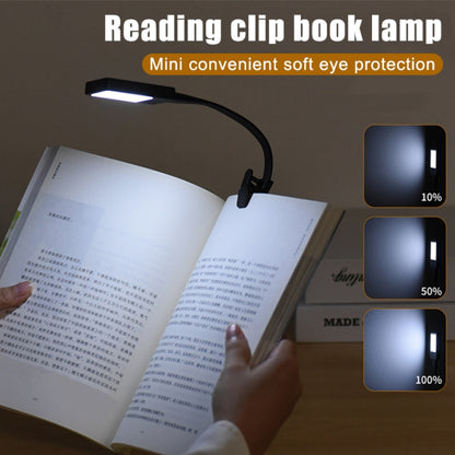 LED Reading Light Clip Book USB Charging Mini Bedside Learning Lamp(Black) - USB Light by buy2fix | Online Shopping UK | buy2fix