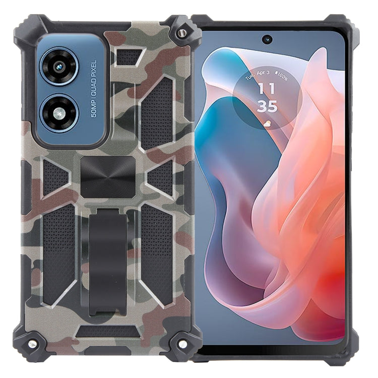 For Motorola Moto G Play 4G 2024 Camouflage Armor Kickstand TPU + PC Magnetic Phone Case(Army Green) - Motorola Cases by buy2fix | Online Shopping UK | buy2fix