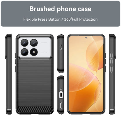 For Xiaomi Redmi K70 Brushed Texture Carbon Fiber TPU Phone Case(Black) - K70 Cases by buy2fix | Online Shopping UK | buy2fix