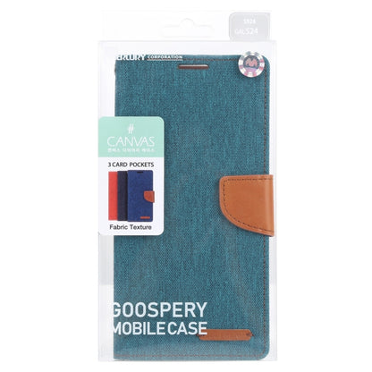 For Samsung Galaxy S24 5G GOOSPERY CANVAS DIARY Fabric Texture Flip Leather Phone Case(Green) - Galaxy S24 5G Cases by GOOSPERY | Online Shopping UK | buy2fix