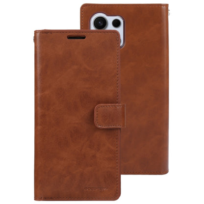 For Samsung Galaxy S24 Ultra 5G GOOSPERY MANSOOR DIARY 9 Card Slots Leather Phone Case(Brown) - Galaxy S24 Ultra 5G Cases by GOOSPERY | Online Shopping UK | buy2fix