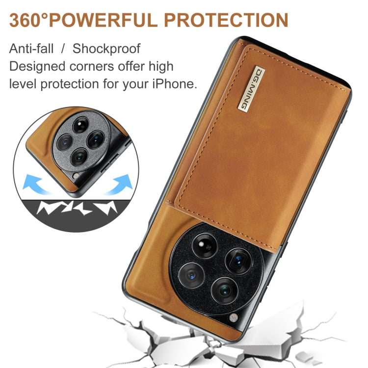 For OnePlus 12 DG.MING M1 Series 3-Fold Multi Card Wallet + Magnetic Phone Case(Brown) - OnePlus Cases by DG.MING | Online Shopping UK | buy2fix