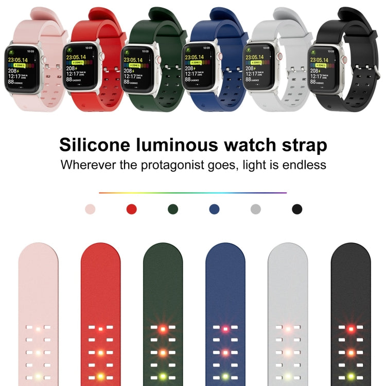 For Apple Watch SE 44mm Luminous Colorful Light Silicone Watch Band(Light Grey) - Watch Bands by buy2fix | Online Shopping UK | buy2fix