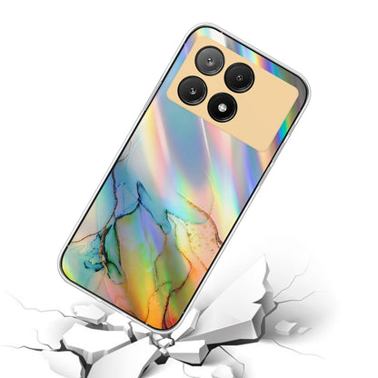 For Xiaomi Redmi K70E / Poco X6 Pro 5G Laser Marble Pattern Clear TPU Protective Phone Case(Yellow) - K70E Cases by buy2fix | Online Shopping UK | buy2fix