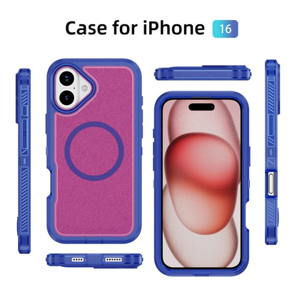 For iPhone 16 Guard Magsafe Magnetic Ring Matte Phone Case(Blue+Rose Red) - iPhone 16 Cases by buy2fix | Online Shopping UK | buy2fix