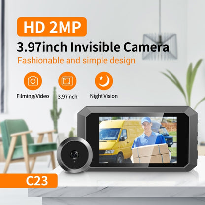ESCAM C23 3.97 inch 1080p Smart Digital Door Concealed Viewer Wide Angle With Night Vision(Black) - Video DoorBell by ESCAM | Online Shopping UK | buy2fix