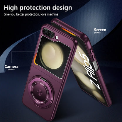 For Samsung Galaxy Z Flip4 5G 360 Degree Rotating Holder MagSafe PC Full Coverage Shockproof Phone Case(Purple) - Galaxy Z Flip4 5G Cases by buy2fix | Online Shopping UK | buy2fix