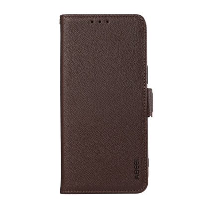 For Samsung Galaxy S23+ 5G ABEEL Side-Magnetic Litchi Pattern Leather RFID Phone Case(Brown) - Galaxy S23+ 5G Cases by buy2fix | Online Shopping UK | buy2fix