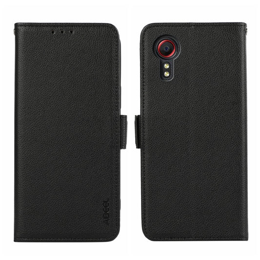 For Samsung Galaxy Xcover7 ABEEL Side-Magnetic Litchi Pattern Leather RFID Phone Case(Black) - Galaxy Phone Cases by buy2fix | Online Shopping UK | buy2fix