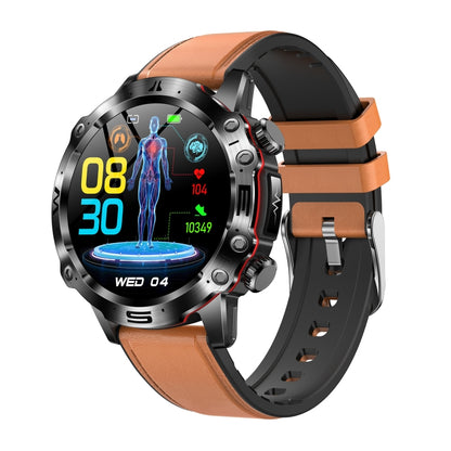 ET482 1.43 inch AMOLED Screen Sports Smart Watch Support Bluethooth Call /  ECG Function(Brown Leather Band) - Smart Watches by buy2fix | Online Shopping UK | buy2fix