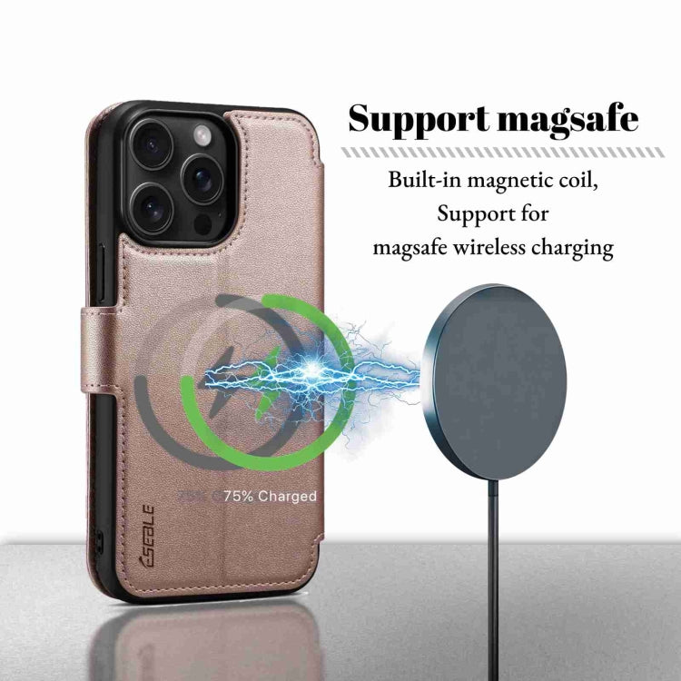 For iPhone 15 Pro Max ESEBLE E1 Nappa Texture MagSafe Holder Leather Phone Case(Rose Gold) - iPhone 15 Pro Max Cases by ESEBLE | Online Shopping UK | buy2fix