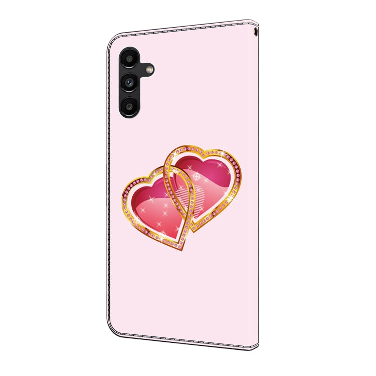 For Samsung Galaxy A15 5G Crystal Painted Leather Phone case(Love Peach) - Galaxy Phone Cases by buy2fix | Online Shopping UK | buy2fix