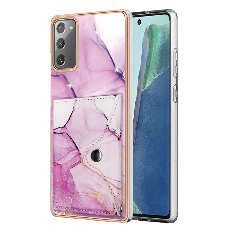 For Samsung Galaxy Note20 Marble Pattern IMD Card Slot Phone Case(Pink Purple Gold) - Galaxy Note20 Cases by buy2fix | Online Shopping UK | buy2fix