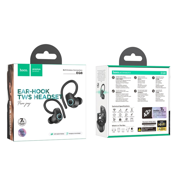 hoco EQ8 Pure Ear-mounted True Wireless Bluetooth Earphone(Black) - Bluetooth Earphone by hoco | Online Shopping UK | buy2fix