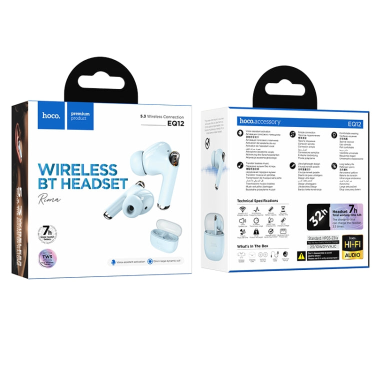 hoco EQ12 True Wireless Bluetooth Earphone(Blue) - Bluetooth Earphone by hoco | Online Shopping UK | buy2fix