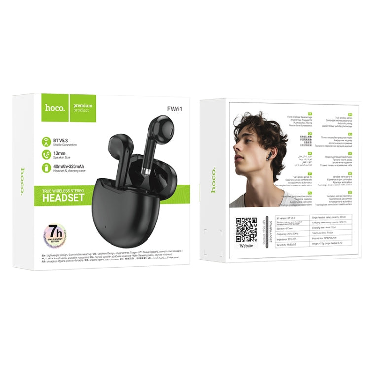 hoco EW61 True Wireless Bluetooth Earphone(Black) - Bluetooth Earphone by hoco | Online Shopping UK | buy2fix