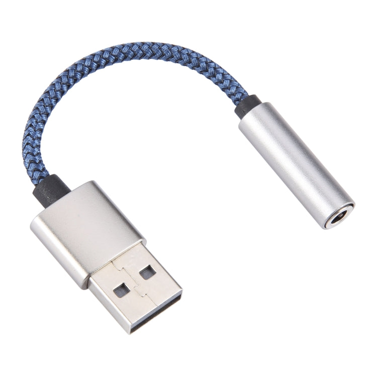 USB Male to 3.5mm Female Weave Texture Audio Adapter(Blue) - Audio Adapter by buy2fix | Online Shopping UK | buy2fix