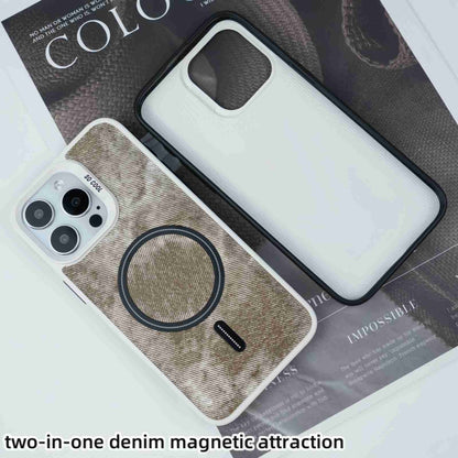 For iPhone 15 Plus Contrast Color Denim MagSafe Magnetic Phone Case(Black) - iPhone 15 Plus Cases by buy2fix | Online Shopping UK | buy2fix