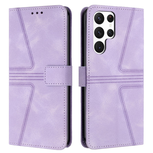 For Samsung Galaxy S23 Ultra 5G Triangle Solid Color Leather Phone Case(Purple) - Galaxy S23 Ultra 5G Cases by buy2fix | Online Shopping UK | buy2fix