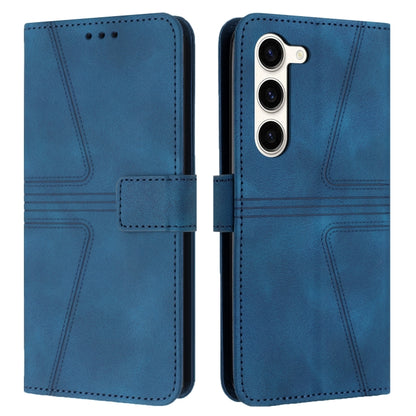 For Samsung Galaxy S23 5G Triangle Solid Color Leather Phone Case(Blue) - Galaxy S23 5G Cases by buy2fix | Online Shopping UK | buy2fix