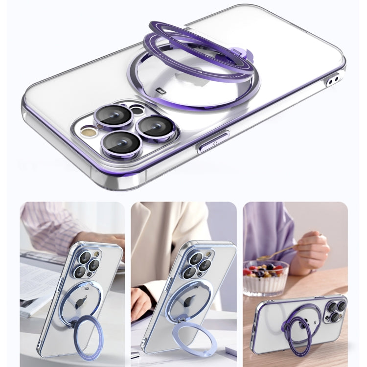 For iPhone 13 Pro Electroplating MagSafe 360 Degree Rotation Holder Shockproof Phone Case(Dark Purple) - iPhone 13 Pro Cases by buy2fix | Online Shopping UK | buy2fix